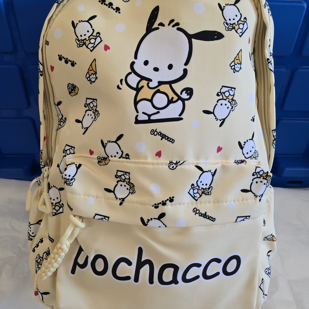 Pastel Yellow Pochacco Backpack With Cute Graphics